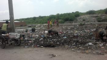 Open defecation site in New Delhi