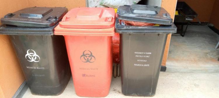 Colour-coded bins for waste segregation at Ruteete