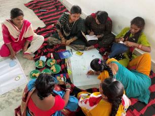 India, Odisha: Participants undertaking visioning exercise to create the dream village