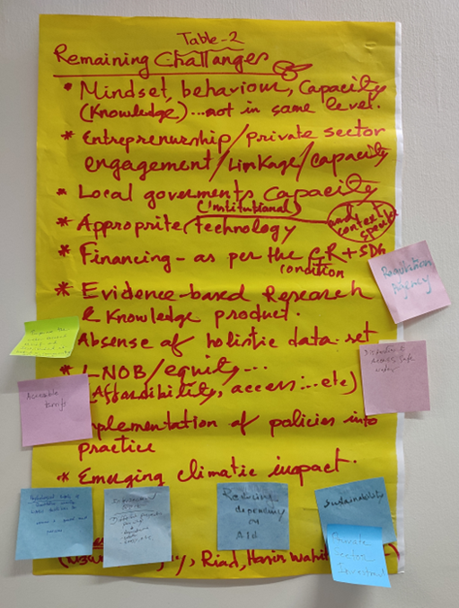 Remaining Challenges flipchart table - ICWFM 2023 Special Session on Building WASH into IWRM 13 Oct 2023