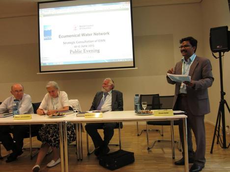 Dinesh Suna, Ecumenical Water Network (EWN) coordinator, speaking at the Strategic Consultation of the EWN. Credit: EWN